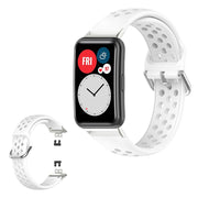 Huawei Watch Fit hole etched silicone watch band - White