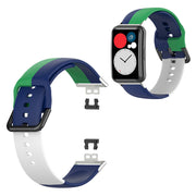 Huawei Watch Fit three color silicone watch band - Green / Blue / White
