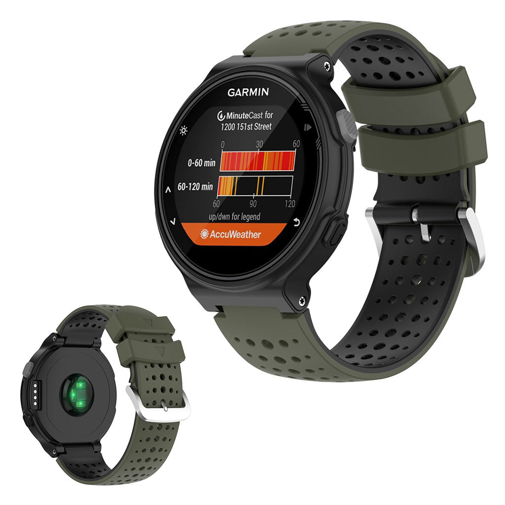 Two-tone silicone watch band for Garmin Forerunner devices - Army Green / Black