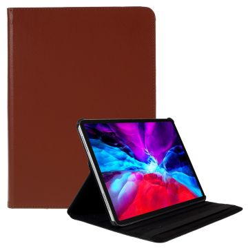 360 Rotating stand Litchi Skin Leather Tablet Case protector iPad Air 13 (2024) / Pro 12.9-inch (2022) / (2021) / (2020) / (2018) - Brown