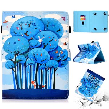 Patterned 10-" Tablet Universal Vegan Leather Stand Case iPad 9.7 (2018) / Lenovo Tab 4 10 Plus and more - Tree and Animals