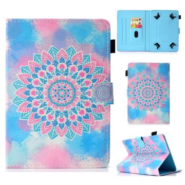 Patterned 10-" Tablet Universal Vegan Leather Wallet Case iPad 9.7 (2018) / Lenovo Tab 4 10 Plus and more - Mandala