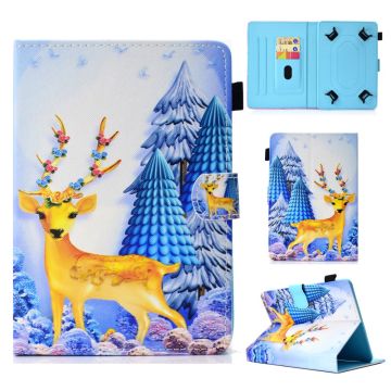 Patterned 10-" Tablet Universal Vegan Leather Wallet Case iPad 9.7 (2018) / Lenovo Tab 4 10 Plus and more - Sika Deer