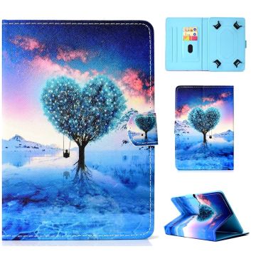 Universal 10-" Tablet Patterned Vegan Leather Card Holder Case iPad 9.7 (2018) / LG G Pad III and more - Heart Shape Tree