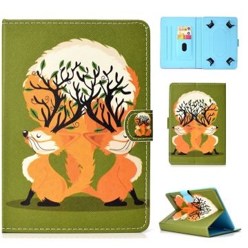 Universal 10-" Tablet Patterned Vegan Leather Card Holder Case iPad 9.7 (2018) / LG G Pad III and more - Two Lovely Fox