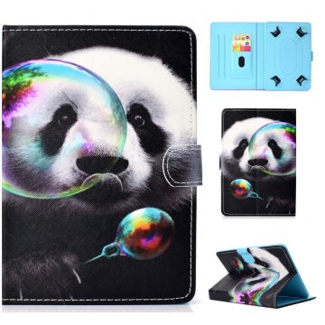 Universal 10-" Tablet Patterned Vegan Leather Card Holder Case iPad 9.7 (2018) / LG G Pad III and more - Panda Playing Bubble