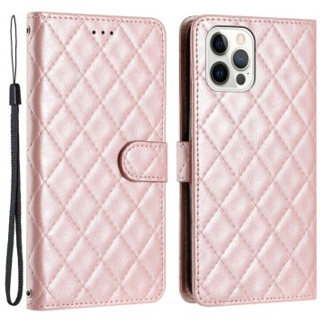 Functional rhombus wallet iPhone 16 Pro Max case - Rose Gold