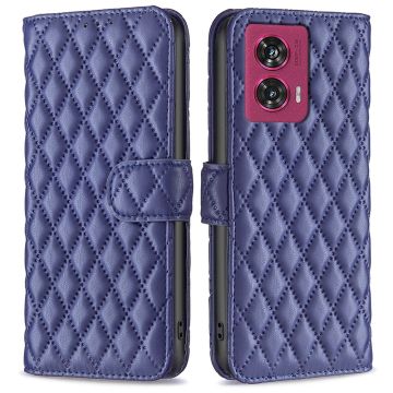 Rhombus pattern matte Motorola Edge 50 Fusion flip case - Blue