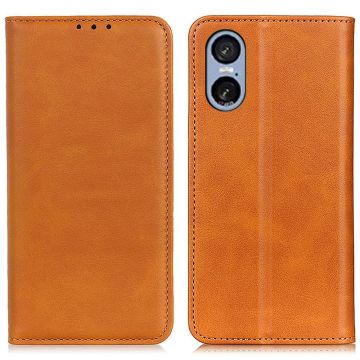 Wallet-style genuine leather Sony Xperia 5 VI flipcase - Brown