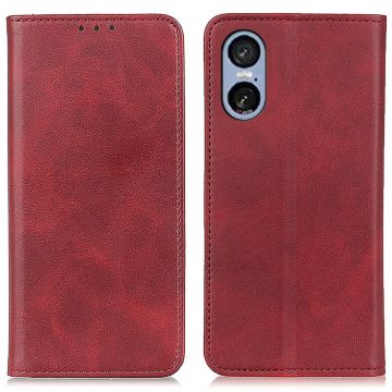 Wallet-style genuine leather Sony Xperia 5 VI flipcase - Red