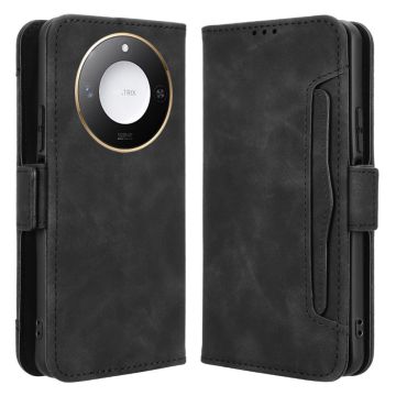 Modern-styled leather wallet case for Honor X9c Smart / Honor X60 - Black