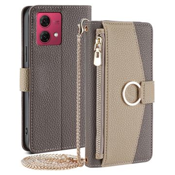 Motorola Moto G84 vegan leather purse-case - Grey