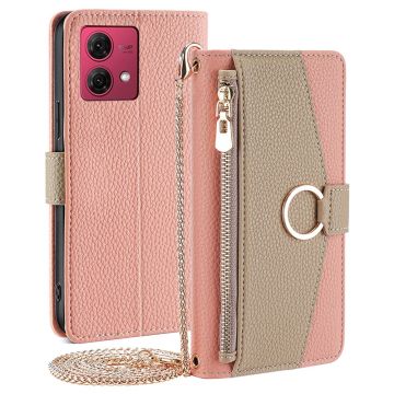 Motorola Moto G84 vegan leather purse-case - Pink