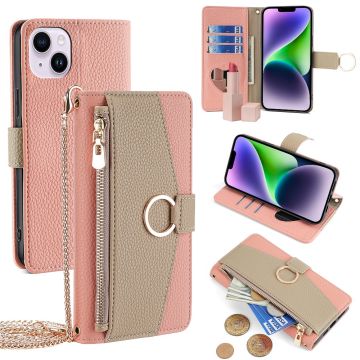 iPhone 14 Plus vegan leather purse-case - Pink