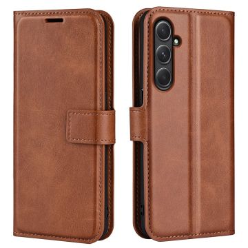 Wallet-style Samsung Galaxy A55 leather case - Light Brown