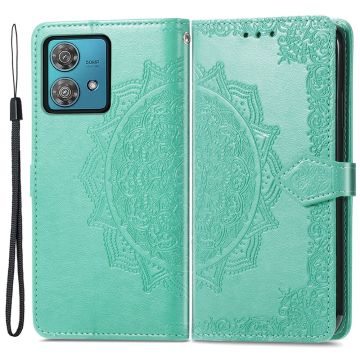 Mandala Motorola Moto G84 leather case - Green