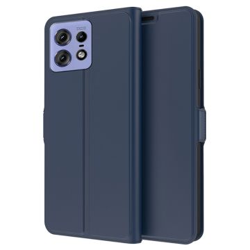 Smooth and thin premium Motorola Edge 50 Pro leather case - Blue