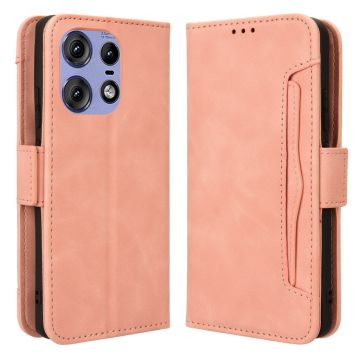 Modern-styled leather wallet case for Motorola Edge 50 Pro - Pink