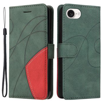 Textured iPhone SE (2024) leather case with strap - Green