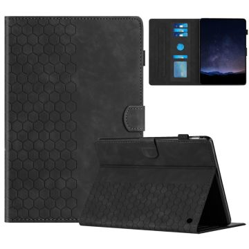 Amazon Kindle Fire Max 11 2023 Case Honeycomb Printed Leather Tablet Cover with Card Slot - Black