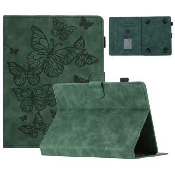 Butterfly Imprinted Leather Cover for 8-" Tablet, Stand Card Holder Tablet Case - Army Green