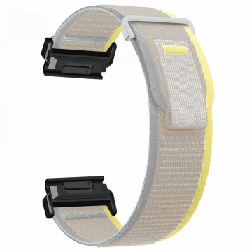 Watch Band for Garmin Fenix 7X / 6X / 5X Replacement Nylon Adjustable Loop Fastener Strap - Cream+White