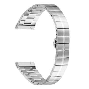 Fitbit Versa 4 / Sense 2 Wrist Strap 1-Bead Stainless Steel Replacement Smartwatch Band - Silver