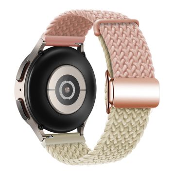 22mm Universal Smartwatch Strap Magnetic Buckle Replacement Woven Wrist Band - Pink+Starlight / Rose Gold Buckle