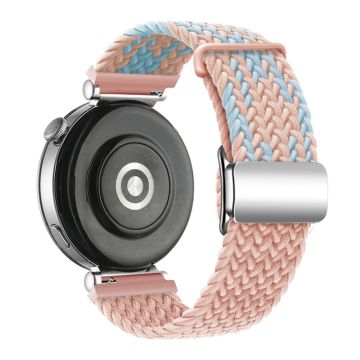 Huawei Watch GT 4 41mm Universal 18mm Watch Strap Woven Wrist Band with Silver Magnetic Buckle - Blue+Pink+Pink