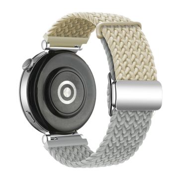 Huawei Watch GT 4 41mm Universal 18mm Watch Strap Woven Wrist Band with Silver Magnetic Buckle - Starlight+Light Grey