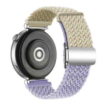 Huawei Watch GT 4 41mm Universal 18mm Watch Strap Woven Wrist Band with Silver Magnetic Buckle - Starlight+Light Purple