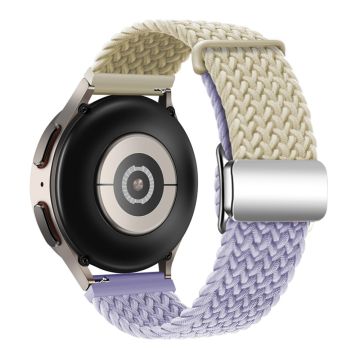 Huawei Watch GT 3 42mm / GT 3 Pro 43mm Universal 20mm Woven Strap Magnetic Silver Buckle Watch Band - Starlight+Light Purple