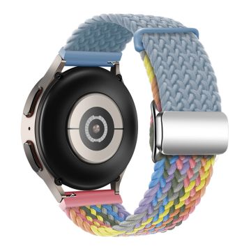 Huawei Watch GT 3 42mm / GT 3 Pro 43mm Universal 20mm Woven Strap Magnetic Silver Buckle Watch Band - Rock Cyan+Colorful