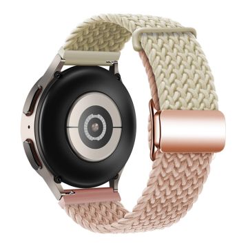 Huawei Watch GT 3 42mm / GT 3 Pro 43mm Universal 20mm Watch Strap Magnetic Buckle Woven Wrist Band - Starlight+Milk Tea / Rose Gold Buckle