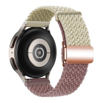 Huawei Watch GT 3 42mm / GT 3 Pro 43mm Universal 20mm Watch Strap Magnetic Buckle Woven Wrist Band - Starlight+Smoky Purple / Rose Gold Buckle