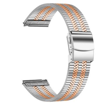 Huawei Watch GT Stainless Steel Watch Band Stylish 22mm Replacement Wrist Strap - Silver+Rose Gold