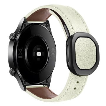 Huawei Watch 4 Pro / 4 / GT 4 46mm Universal 22mm Magnetic Buckle Genuine Cow Leather Watch Strap - Beige