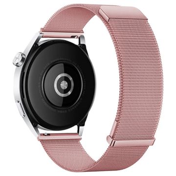 KALEBOL Huawei Watch GT 3 Pro 43mm Stainless Steel Milanese Strap 20mm Magnetic Watch Band - Rose Pink