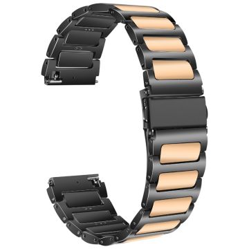 KALEBOL Huawei Watch 4 / 4 Pro / GT 4 46mm Watch Strap 22mm Zinc Alloy Metal Band - Black+Rose Gold