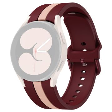 KALEBOL Samsung Galaxy Watch 20mm Watch Strap Dual Color Silicone Band - Wine Red+Pink