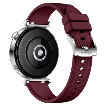 KALEBOL Huawei Watch GT 4 41mm / Garmin Venu 3S / Asus Zenwatch 3 WI503Q Silicone Watch Band 18mm - Wine Red / Silver