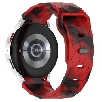 Samsung Galaxy Watch 20mm Watch Band Football Pattern Replacement Silicone Strap - Black+Red Camouflage