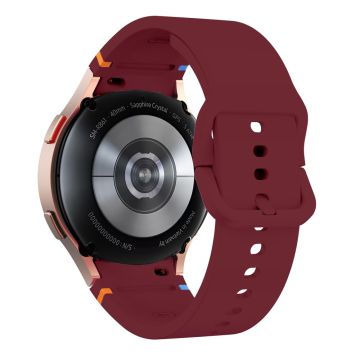 Samsung Galaxy Watch 20mm Stitching Line Decor Watch Band Replacement Silicone Strap - Wine Red