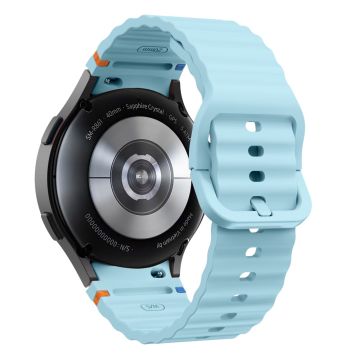 Samsung Galaxy Watch 20mm Wave Design Watch Band Stitching Line Decor Silicone Strap - Baby Blue