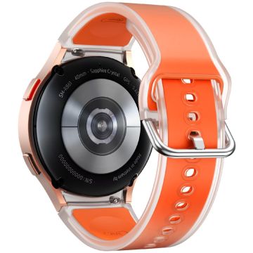 Samsung Galaxy Watch 20mm Transparent Design Watch Band Adjustable Silicone Strap - Transparent Orange