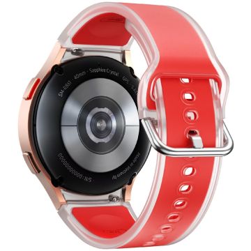 Samsung Galaxy Watch 20mm Transparent Design Watch Band Adjustable Silicone Strap - Transparent Red