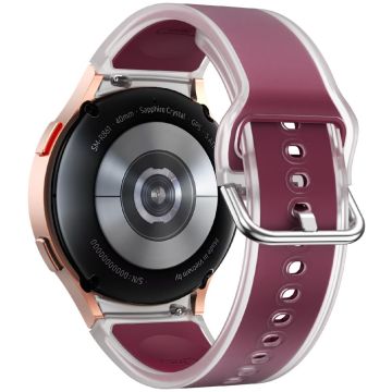 Samsung Galaxy Watch 20mm Transparent Design Watch Band Adjustable Silicone Strap - Transparent Wine Red