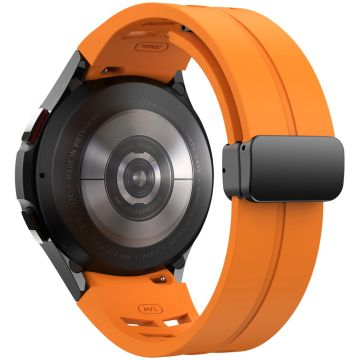 Samsung Galaxy Watch 20mm Watch Band Stylish Silicone Strap with Magnetic Folding Buckle - Orange