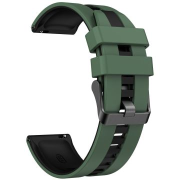 Huawei Watch 4 / 4 Pro / GT 4 46mm Replacement Strap 22mm Universal Silicone Watch Band - Olive Green+Black