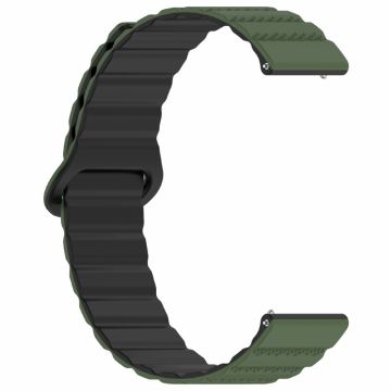 Huawei Watch 4 / 4 Pro / GT 4 46mm Magnetic Strap 22mm Universal Silicone Watch Band - Army Green+Black